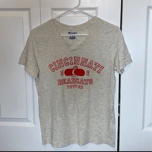 Light grey university of cincinnati v-neck tshirt